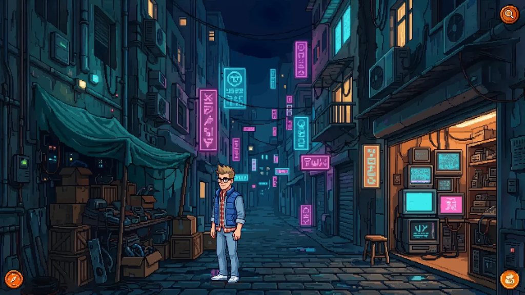 Scott Whiskers: The Search for the Bad Twin – neon back alley